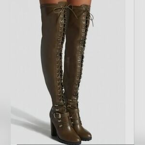 Over-the-Knee Lace-Up Women's Boot in Dark Brown